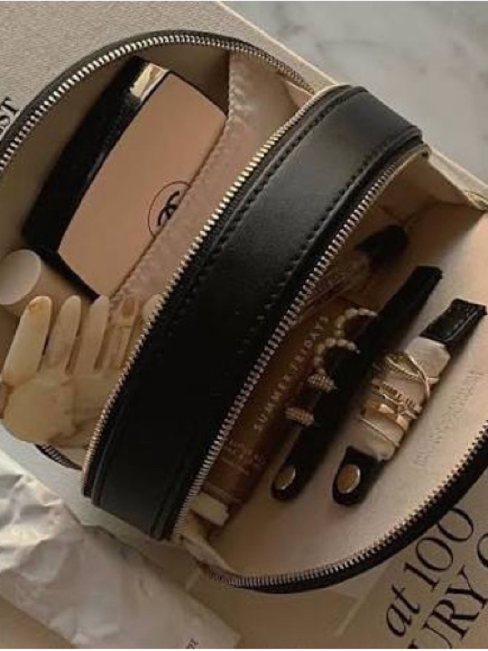 Mejuri Half Dome Jewelry Case with Cream Interior